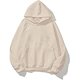 SHBECYDE Women Solid Basic Loose Fleece Hoodies Sweatshirt Oversized Long Sleeve Drop Shoulder Kangaroo Pockets Pullovers Top
