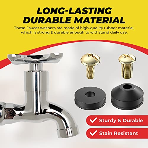 Flat and Beveled Faucet Washers and Brass Bibb Screws Assortment, 48