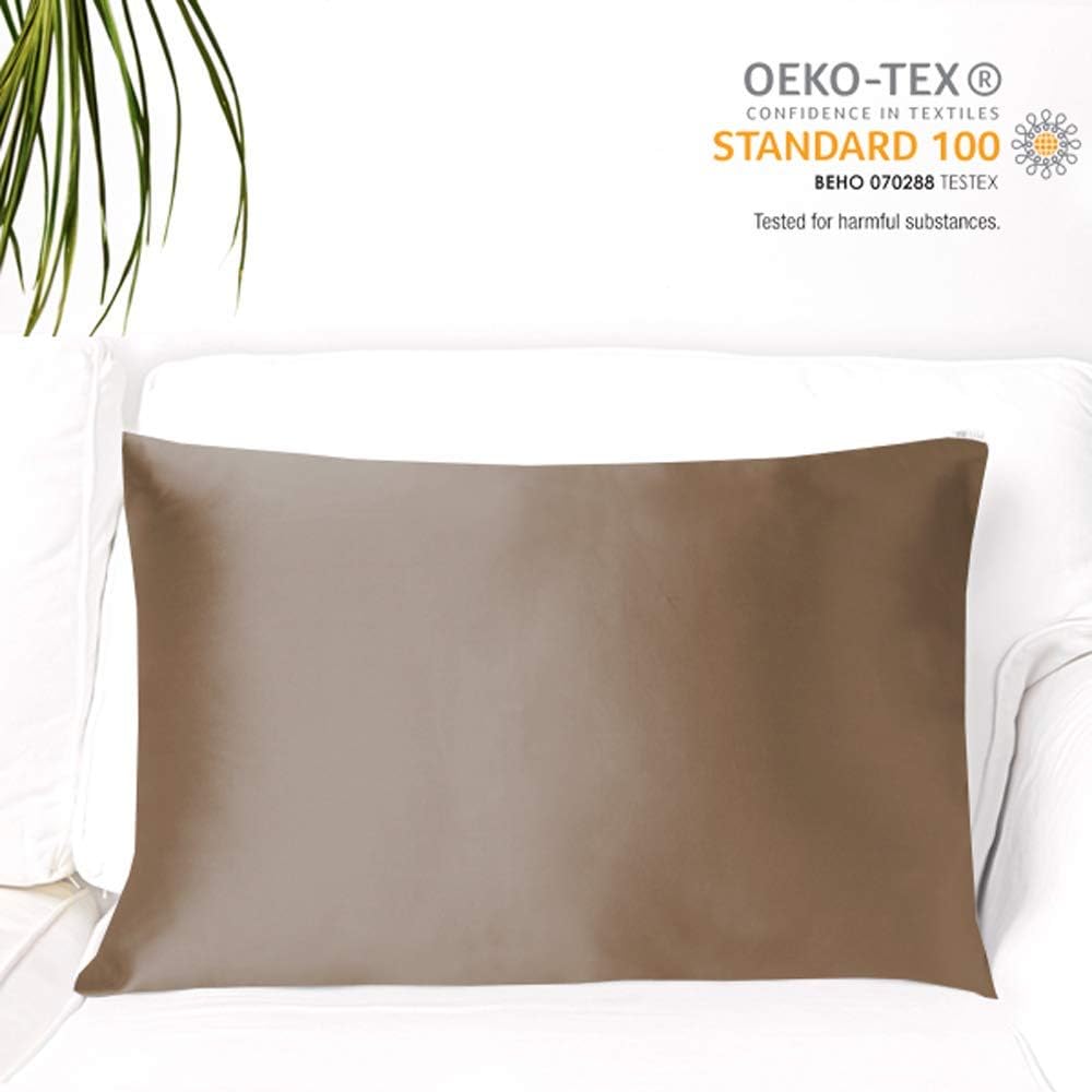 MYK SILK Pure Mulberry Silk Pillowcase, 19 Momme with Both Sides Silk for Hair & Skin, Hypoallergenic, OEKO-TEX, King (51 x 92 CM), Caramel