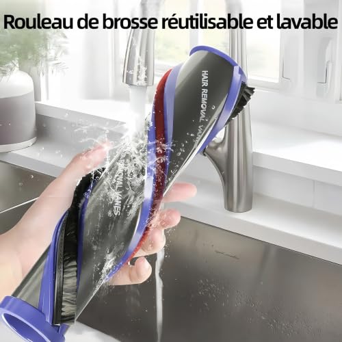 Brosse Motorisée High Torque Compatible avec Dyson V15 V11 V10 V8 V7, Tête d'Aspirateur Anti-Enchevêtrement de Rechange pour Poils d'animaux Tapis et Sols Durs, Aspiration Réglable