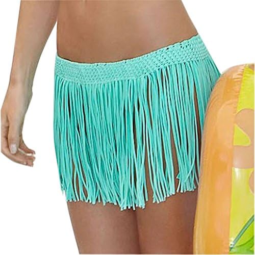 SZHEM Womens Fringe Crochet Tassel Beachwear Bikini Skirt Swimsuit Cover up