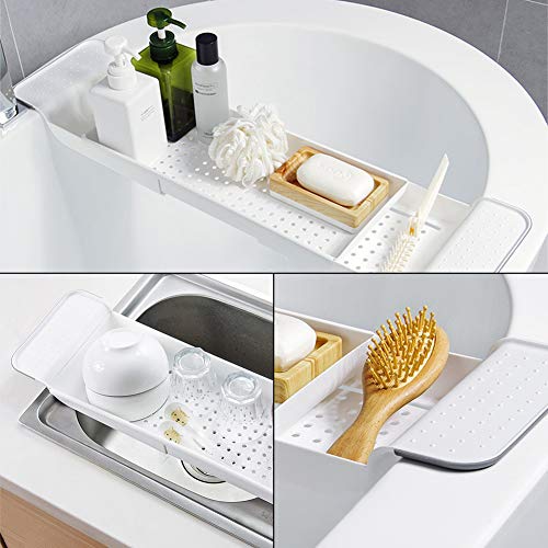YEAKOO Expandable Bath Shelf, Adjustable Bathtub Caddy Tray Storage