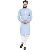 Maple Clothing Men's Kurta Pajama Cotton Self Design Indian Evening Dress