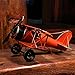 Vintage Airplane Model Metal Handicraft, Wrought Iron Aircraft Biplane, for Photo Props/Christmas/Home Decor/Ornament (Orange)