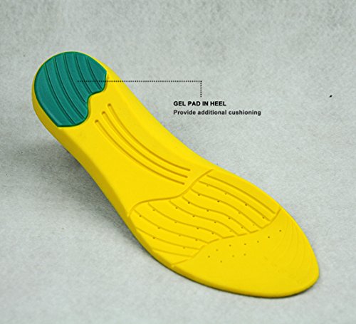 Greenour Arch Support Insoles Memory Foam Work Boots Sports Shoe Insert Shock Absorption & Cushioning from Flat Feet Running Camping, Men 8-12 / Women 10-14