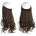 SARLA Invisible Wire Hair Extensions with 3 Clips Long Synthetic Wavy Curly Hairpiece Adjustable Transparent Headband for Women 18 Inch Ginger Brown