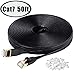 Cat7 Ethernet Cable, 50 Ft Network Cable for Xbox PS4, High Speed Flat Internet Cord with Clips Rj45 Snagless Connector Fast Computer LAN Wire for Gaming, Switch, Modem, Router, Coupler, Black primary