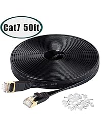 Cable Ethernet Cat7, 50 pies de alta velocidad 10 Gigabit apantallado plano