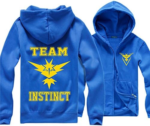 MasiMiele Pokemon Go Thick Fleece Hoodie Sweatshirt Jacket (XXXL, Blue-Yellow)