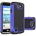 Oeago Shock-Absorption Dual Layer Defender Protective Case for LG Optimus Zone 3 / LG K4 LTE / LG Spree / LG Rebel LTE - Silicone Blue