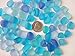 Sea Glass Beads/Beach Glass Beads for Jewelry Making (Medium Size / 10-14 mm, Multicolored Blue Cobalt Aqua Purple-Blue Mix, Not Drilled) (50 Pieces)
