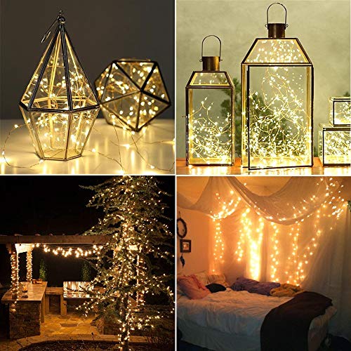 120 LEDs String Fairy Lights,Solar Powered 6 Six-Ft Strands,20 Warm White LEDs per Strand,Flexible Copper Wire for Glowing Watering Can with Light, Waterproof for Outdoor Decoration