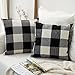 MIULEE Halloween Pack of 2 Farmhouse Buffalo Check Plaids Linen Throw Pillow Covers Soft Soild Decorative Home Decor Outdoor Cushion Case for Sofa Bedroom 18 x 18 Inch, Black and White