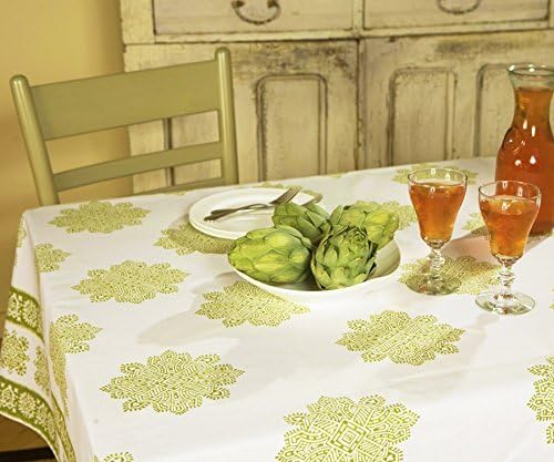 Olive Green Bohemian Indian Designer Luxury Tablecloths and Linens (104" X 70 ")
