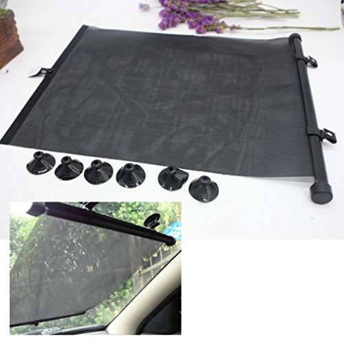 Transer Car Window Roller Blinds Retractable Sun Block Shades Interior Protection With 6PCS Suction Cup for Baby Children (Black)