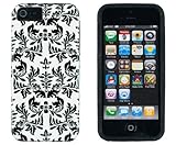 DandyCase 2in1 Hybrid High Impact Hard Black Flower Pattern + Silicone Case Cover For Apple iPhone 5S & iPhone 5 + DandyCase Screen Cleaner