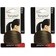 Mia Tonytail Ponytail Wrap, Synthetic Hair That Looks Like Your Own Hair Wrapped Around, Classic + Chic - Light Brown 2 Piece Pack