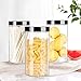 STARSIDE 6 Pack 32oz / One Quart Clear Plastic Jars with Black Ribbed Lids. BPA Free PET Food Canisters for Kitchen & Household Storage of Dry Goods, Peanut Butter,Nuts,Cookie,Pie and More.