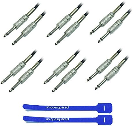 VRT Pro Audio Instrument 1/4" Guitar Cable 20-Foot 6-Pack w/ Cable Ties