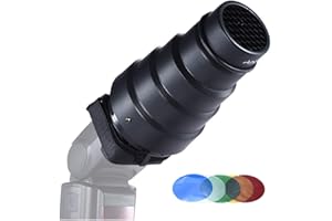 Andoer Conical Snoot with Grid & Filters for YongNuo & Godox On-Camera Flash Speedlite