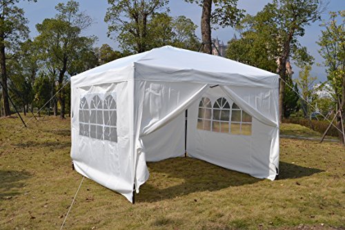MCombo EZ Pop Up Wedding Party Tent Folding Gazebo Camping Canopy with Sides, 10' x 10', White