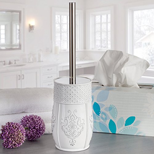 Creative Scents White Toilet Brush Set Toilet Bowl Brush and Holder