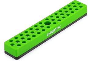 EMENTOL 1/4" Magnetic Bits Holder - Green, 43PCS Hole, Bit Organizer with Strong Magnetic, Magnetic Bits Organizer