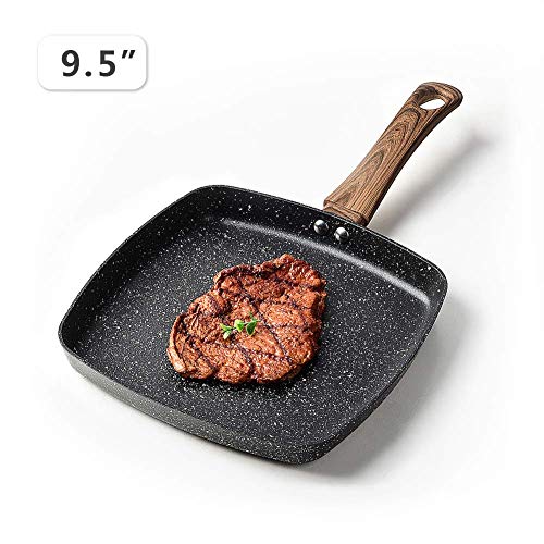 Caannasweis Griddle Pan, Granite Flat Grill Pan for Stove Tops Nonstick,Stone Pan Square Griddle Pan Induction Compatible 9.5 Inch - Thumbnail 7
