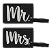 Luggage Tags Mr & Mrs Matching Couples Luggage Tags 2-Pack Laser Engraved Leatherette Luggage Tags Black