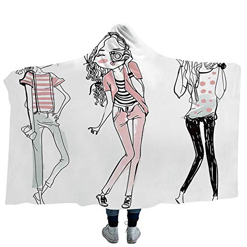 MASCULINTY Mens Hooded Blanket Good Vibes Great for Anxiety Autism and Sensory Processing Disorder Pink Flamingo and Unicorn Buoy Ring in Swimming Pool Summertime Fun Decorative (Kids 50"x 60")