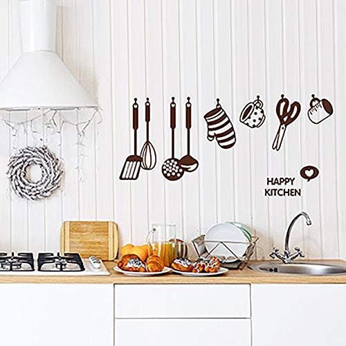 Rotumaty DIY Cooking Utensil Removable Kitchen & Dining Room Wall Decal Vinyl Home Decor Wall Stickers (Brown)