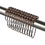Amazer Rustproof Stainless Steel Shower Curtain Rings Hooks, Set of 12 (Polished Bronze)