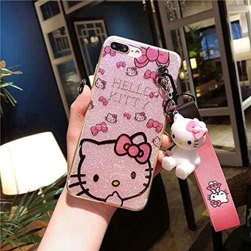 Maxlight for iPhone Xs Max XR Kitty Case Bling Hello Kitty Cover for iPhone 7 8 Plus X Phone Cover + Toy Stander +Strap (Style 3, for iPhone 7plus 8plus)
