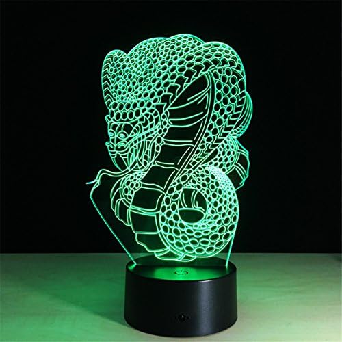 Snake 3D LED Night Lamp visualization Illusion 7 Color Change Touch Button Switch USB Powered Amazing Art Optical Unique Lighting Effects Desk Table Night Light for Bedroom Home Decor