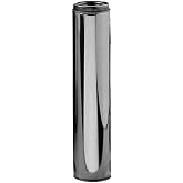 Selkirk 6" SureTemp 48&rdquo; Long Chimney Pipe, Double Wall Stainless Steel Insulated Vent, Locking Band for Wood Stove, Fireplace, Furnace, Silver, 206148