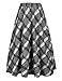 IDEALSANXUN Womens High Elastic Waist Maxi Skirt A-line Plaid Winter Warm Flare Long Skirt (Medium, Grey)