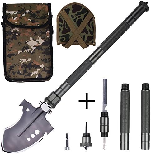 Floding Military Shovel Set, Muti-Function Portable Survival Portable Shovels Heavy Duty Survival Gear Tactical Entrenching Tools for Camping, Gardening, Backpacking, Hiking, Fishing, Car Emergency