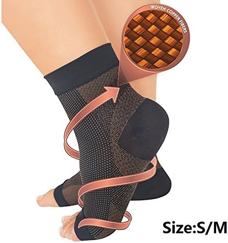 Pack of 2 - CAMMITEVER Ankle Guard Compression Foot Ankle Angel Sleeve Anti Fatigue Compression Foot Sleeve Sock for Ankle Swelling Plantar (Copper, S/M)