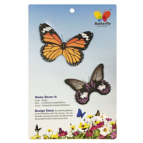 Wrapables Butterfly Memo Bookmark Sticky Notes, Brown/Purple