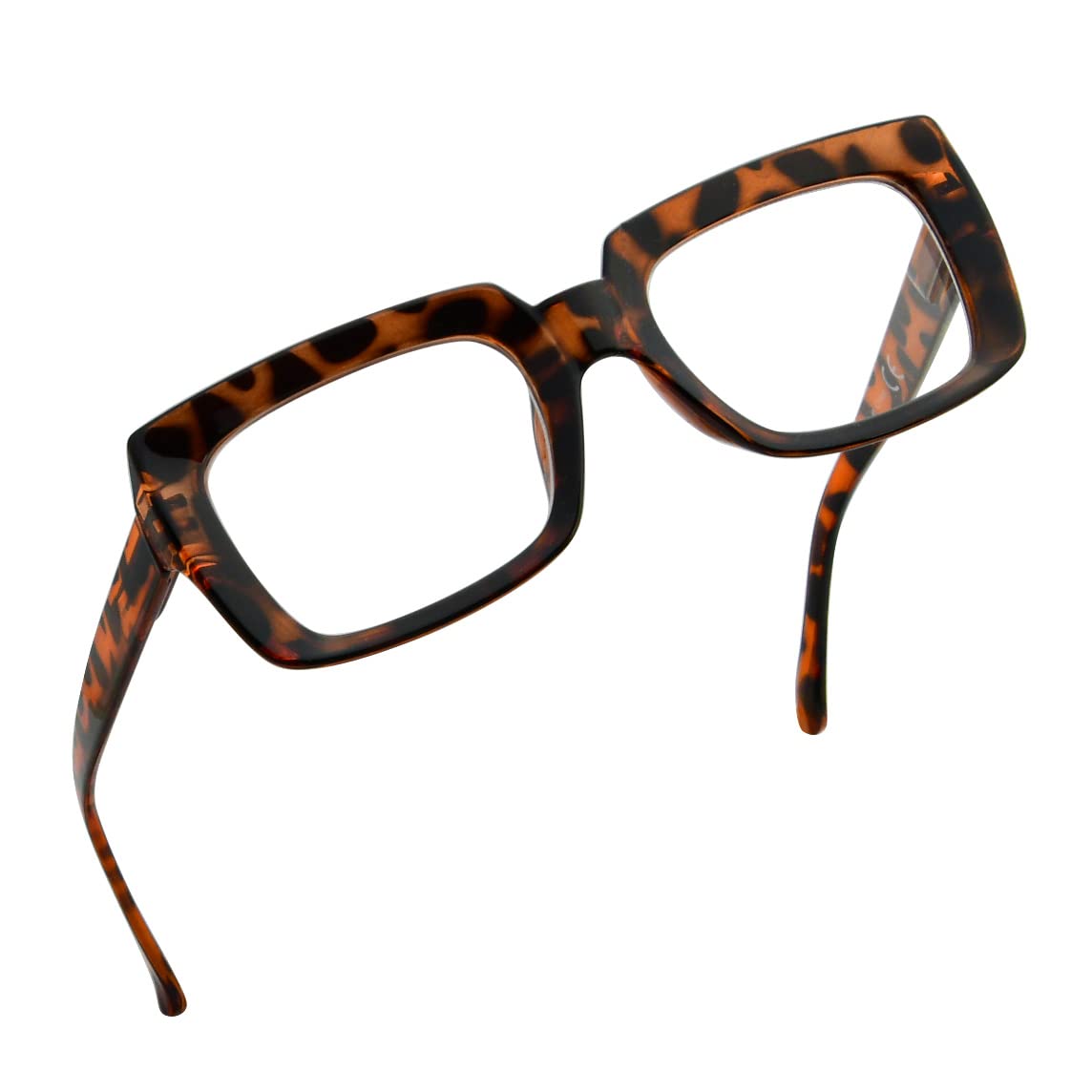 Eyekepper Stylish Reading Glasses Women - Oversized Square Readers Tortoise +2.25