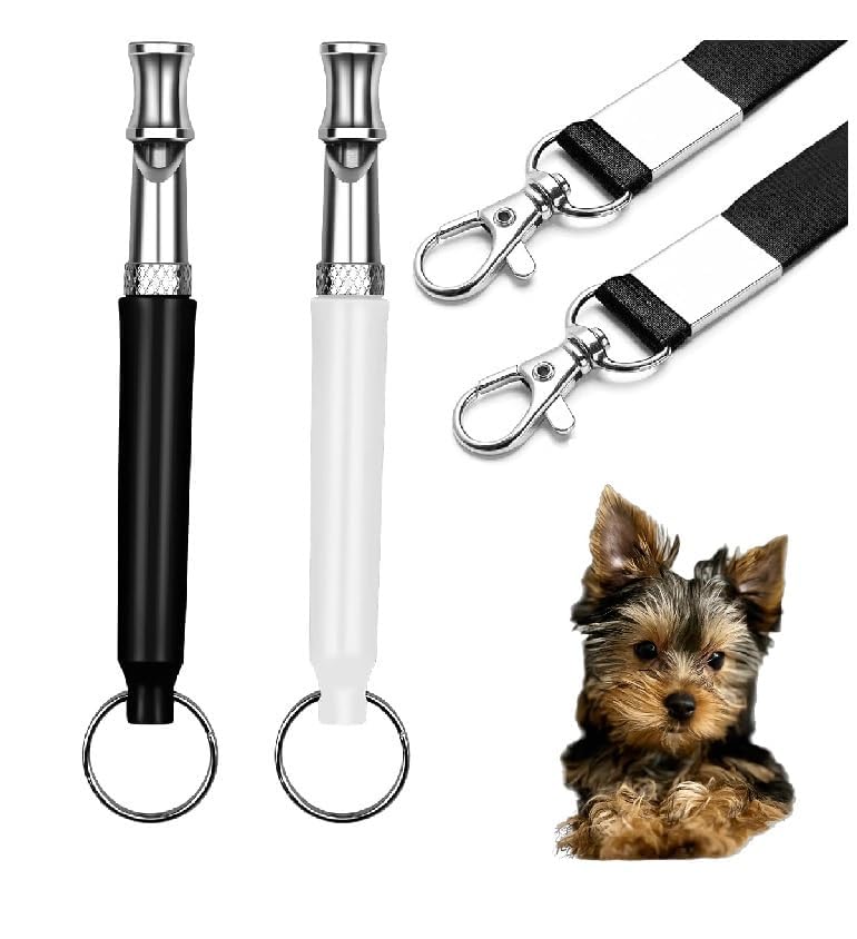 Photo 1 of SPECIALISTTRIAN Dog Whistle,Dog Training Whistle Set, 2 Pack, Adjustable Silent Whistles with Lanyard, Black and White