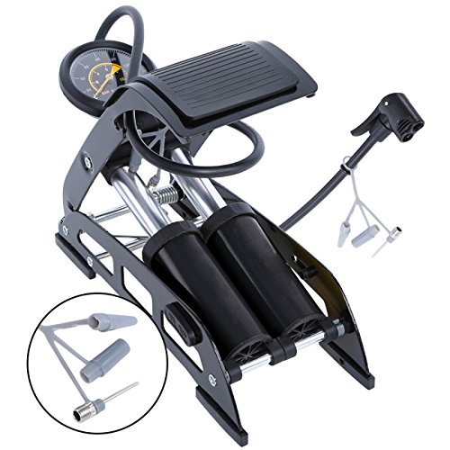 Baabyoo Bike Pumps Bicycle Floor Pumps Bike Tire Bump Double Barrel with Accurate Gauge High Pressure Pedal Inflator 150psi/200psi for Bicycles Cars Tractors Toys Balls Inflatable(Color is Random)