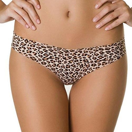 Animal Print Brazilian Laser Cut Panties. Womne's Seamless Cheeky Underwear (Large)
