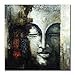 Seekland Art Hand Painted Buddha Face Canvas Wall Art Abstract Oil Painting Modern Deco Contemporary Artwork Framed Ready to Hang (Framed 24 * 24 inch)