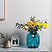 CASAMOTION Vases Hand Blown Solid Color Home Decor Centerpieces Gift Art Ribbed Glass Vase, Blue, 8''