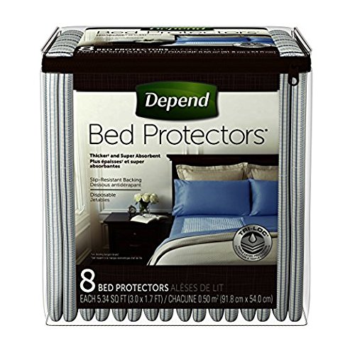 Depend Bed Protectors for Incontinence Protection, 8 Count (Pack of 2)