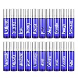 Vinyl Essential Oil Labels for 10ml Roller Bottles and Glass Amber Bottles (20 Welness oil blends)- 2 sheet ...