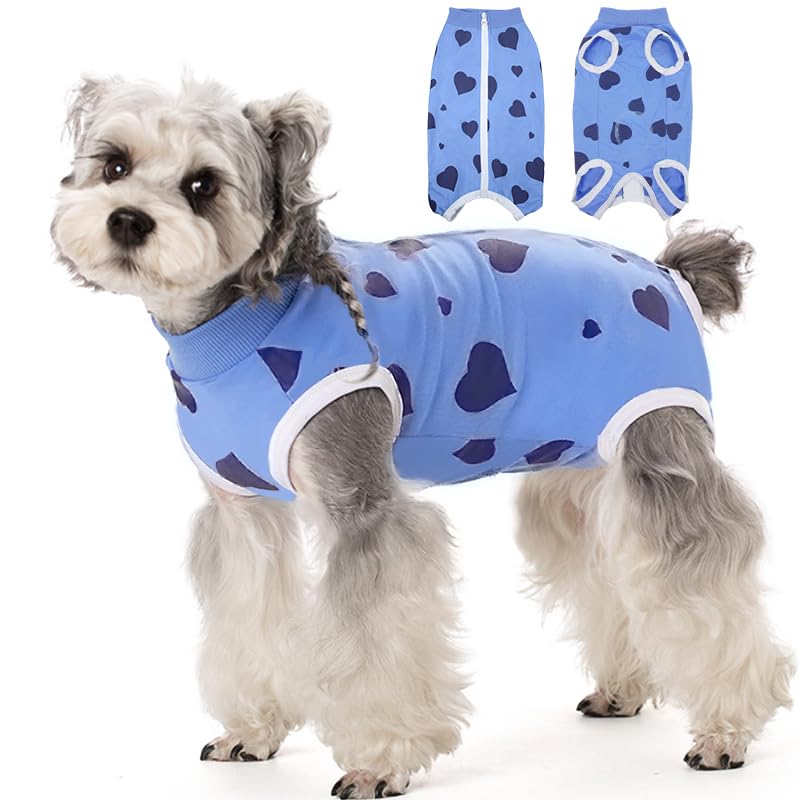 Photo 1 of BRKURLEG Recovery Suit for Small Dogs, Dog Surgery Recovery Suits with Zipper, Pet Surgery Recovery Suits for Female & Male, Substitute E-Collar & Cone, Prevent Licking Dog Onesies, S