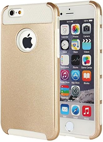 iPhone 6s Case, iPhone 6 Case, MTRONX™ Shockproof Heavy Duty Durable Hybrid Hard Soft TPU Case Cover Bumper For Apple iPhone 6, iPhone 6s - Gold/White(HC-GDWH)