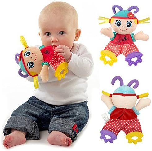 Baby Infant Cute Girl Plush Doll Comfort Towel with Sound Paper and Teether Soft Appease Stuffed Toy Playmate Calm Doll